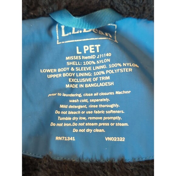 LL Bean Winter Warmer Jacket Womens Large Petite Blue Sherpa Fleece Coat Hooded - Picture 7 of 9